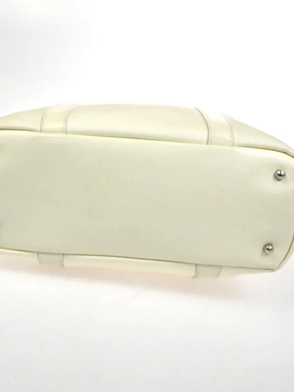 GUCCI Logo Bamboo Tote Handbag Nylon Patent Leather White SHW Italy 66KC967 - Picture 5 of 16